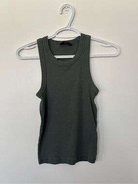 Only Ribbed Tank Top - Sage Green